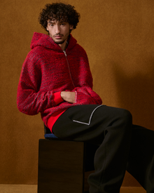 Speckled Terry Zip Hoodie | Fiery Red