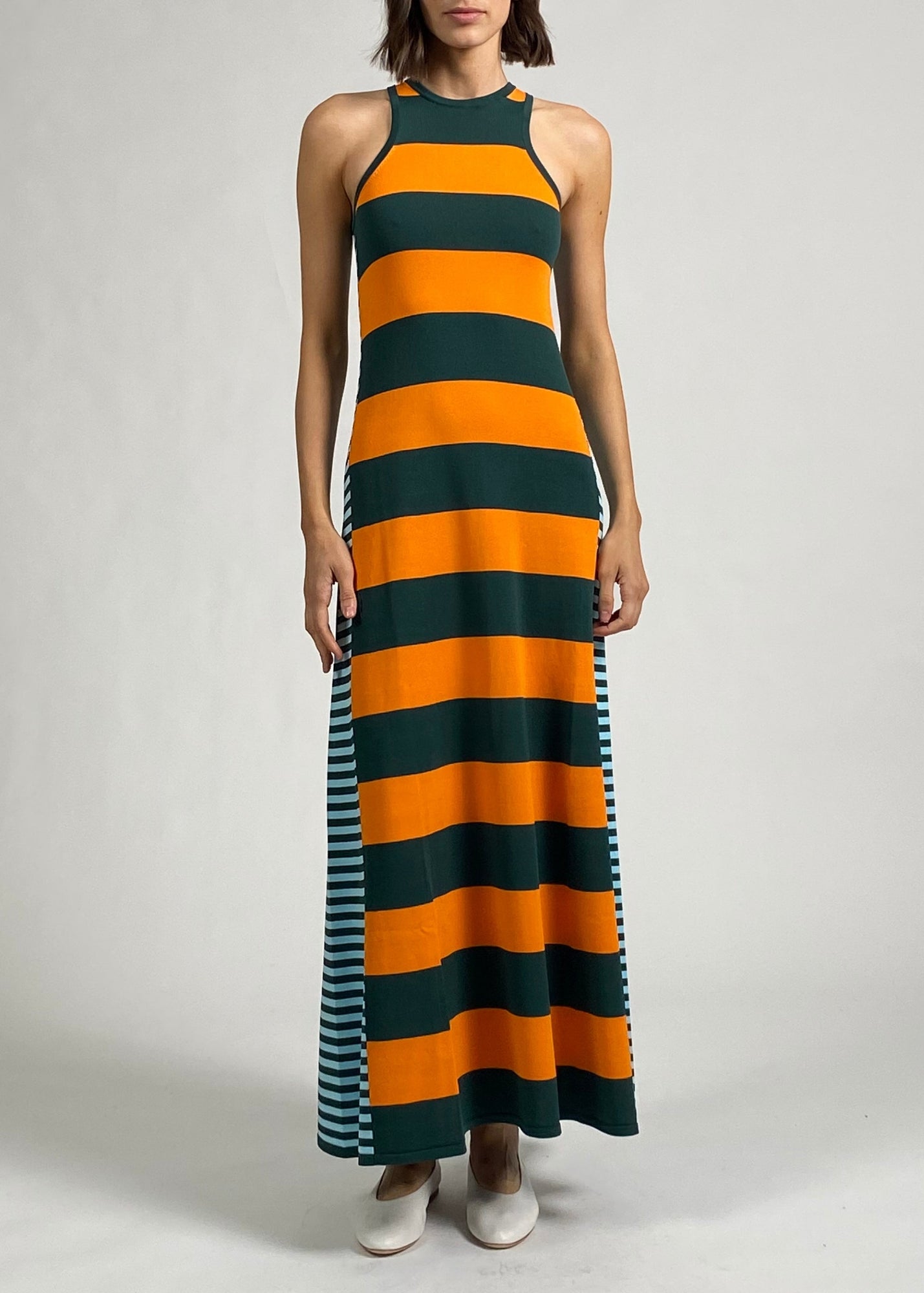 Womens | Oria Dress | Rugby Stripe (Marmalade/Evergreen/Sky)