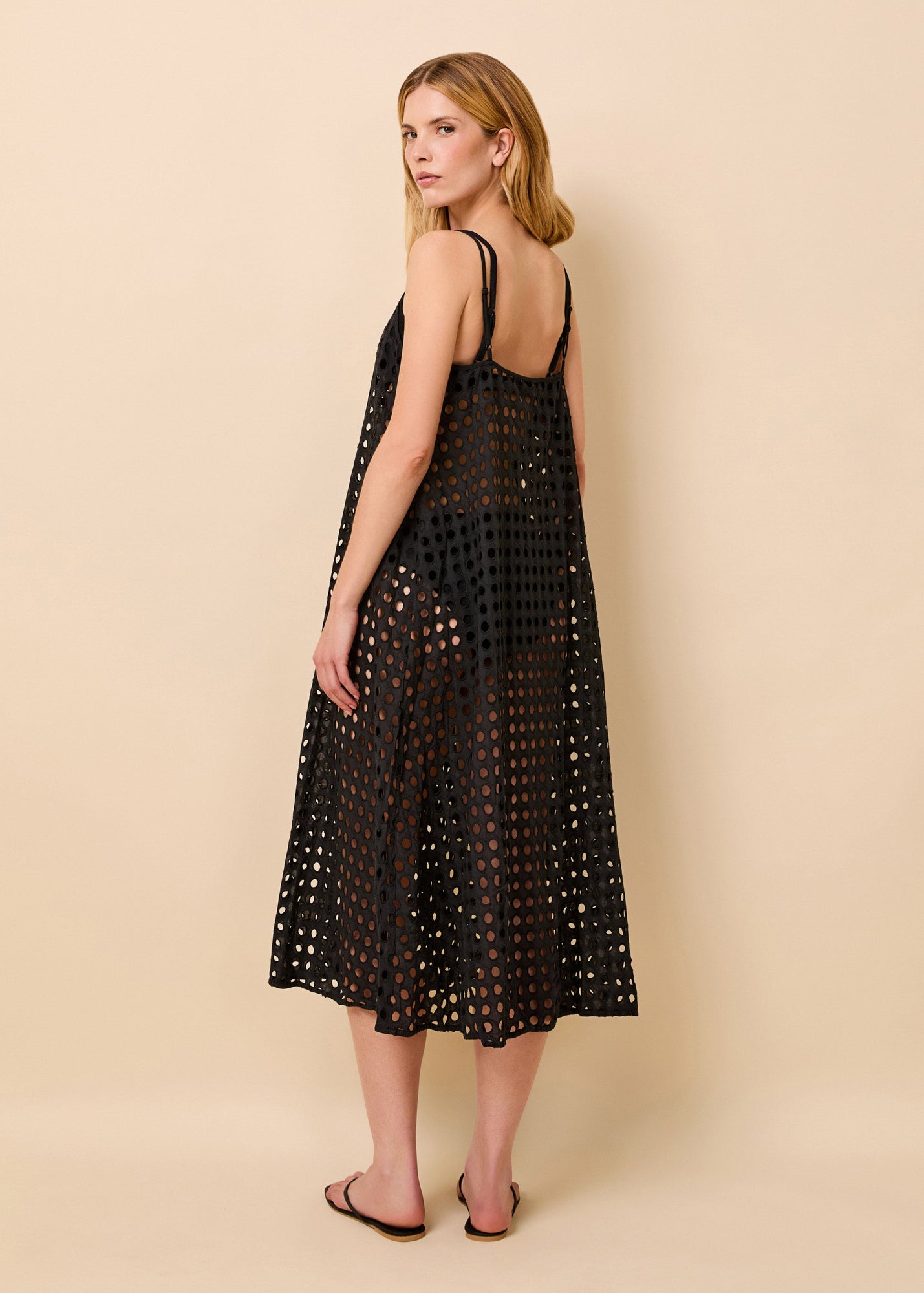 Womens | Annika Midi Dress Classic Eyelet | Noir