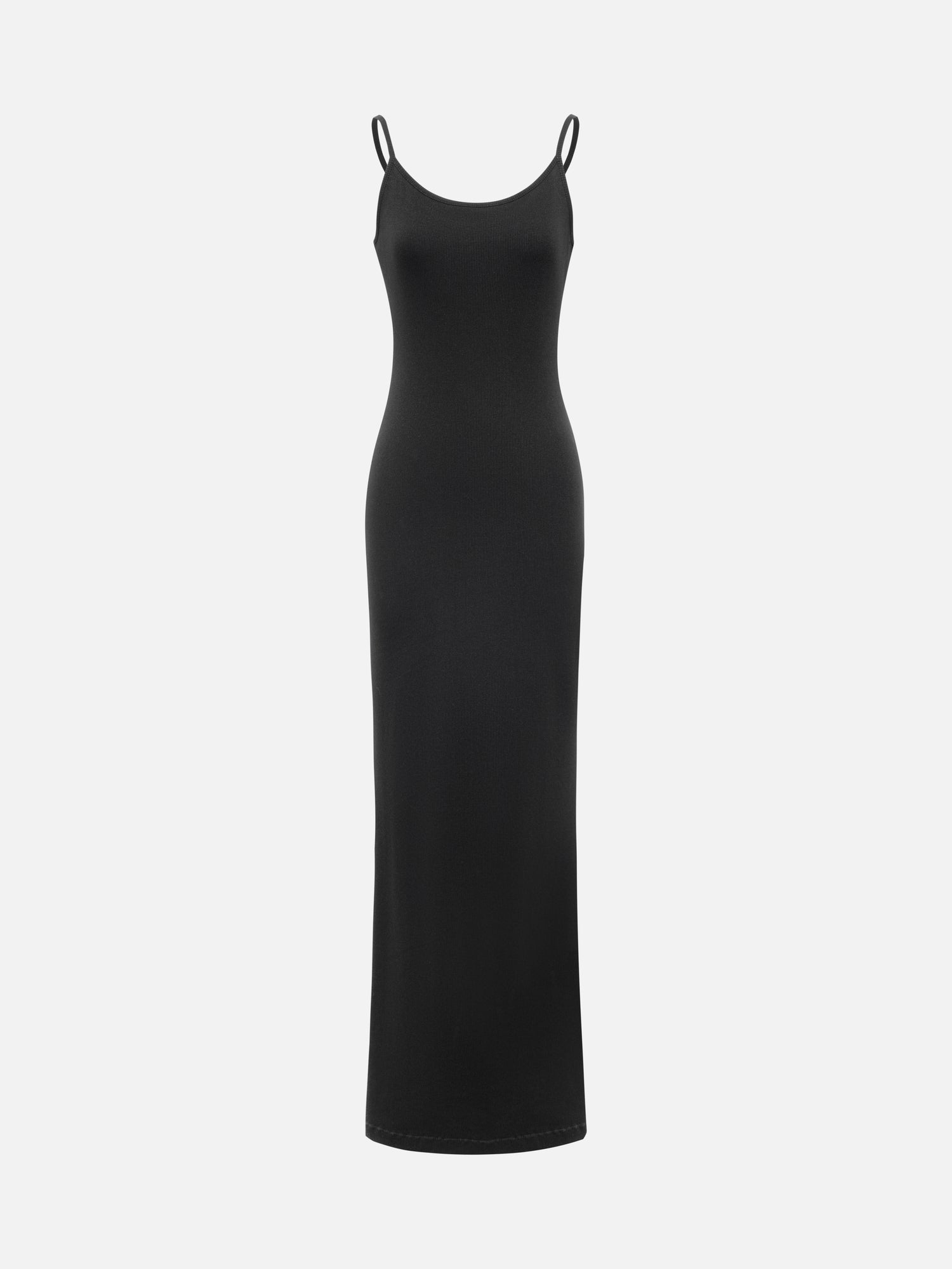 Long Slim Suspenders Dress | Black