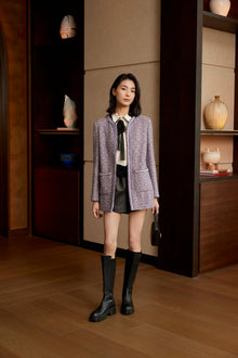 Tweed Parisian-Style Coat | Purple