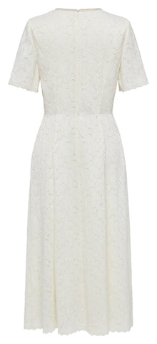 Pleated Lace Dress | Beige