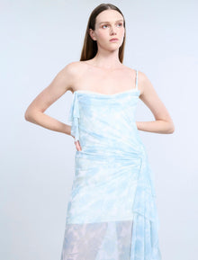 Mesh & Sequin Gown | Sky Floral Print