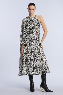 One Sleeve Midi Dress | Dotty Print