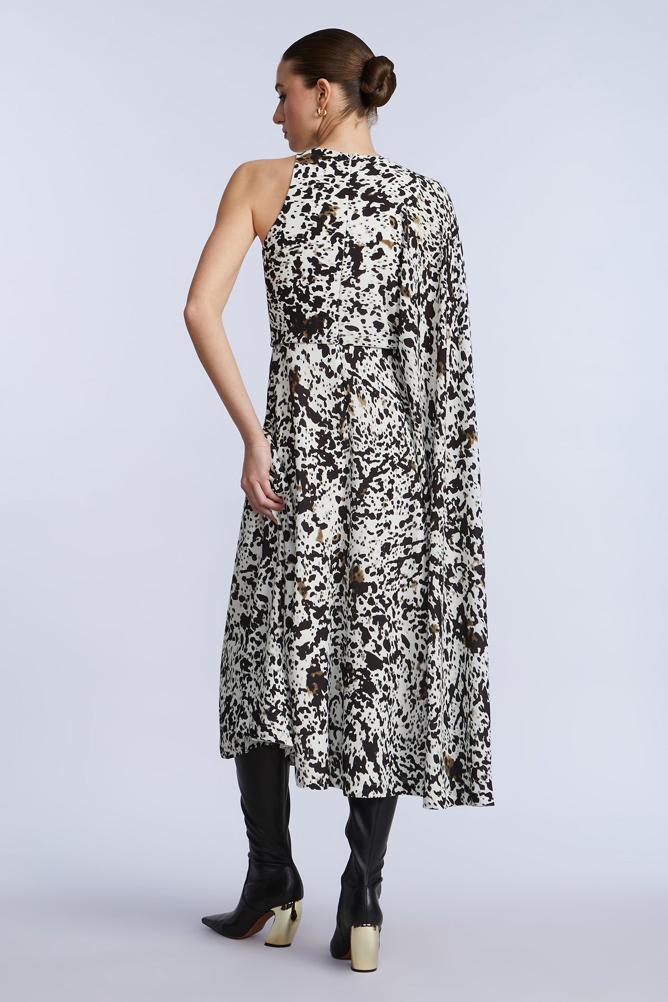 One Sleeve Midi Dress | Dotty Print