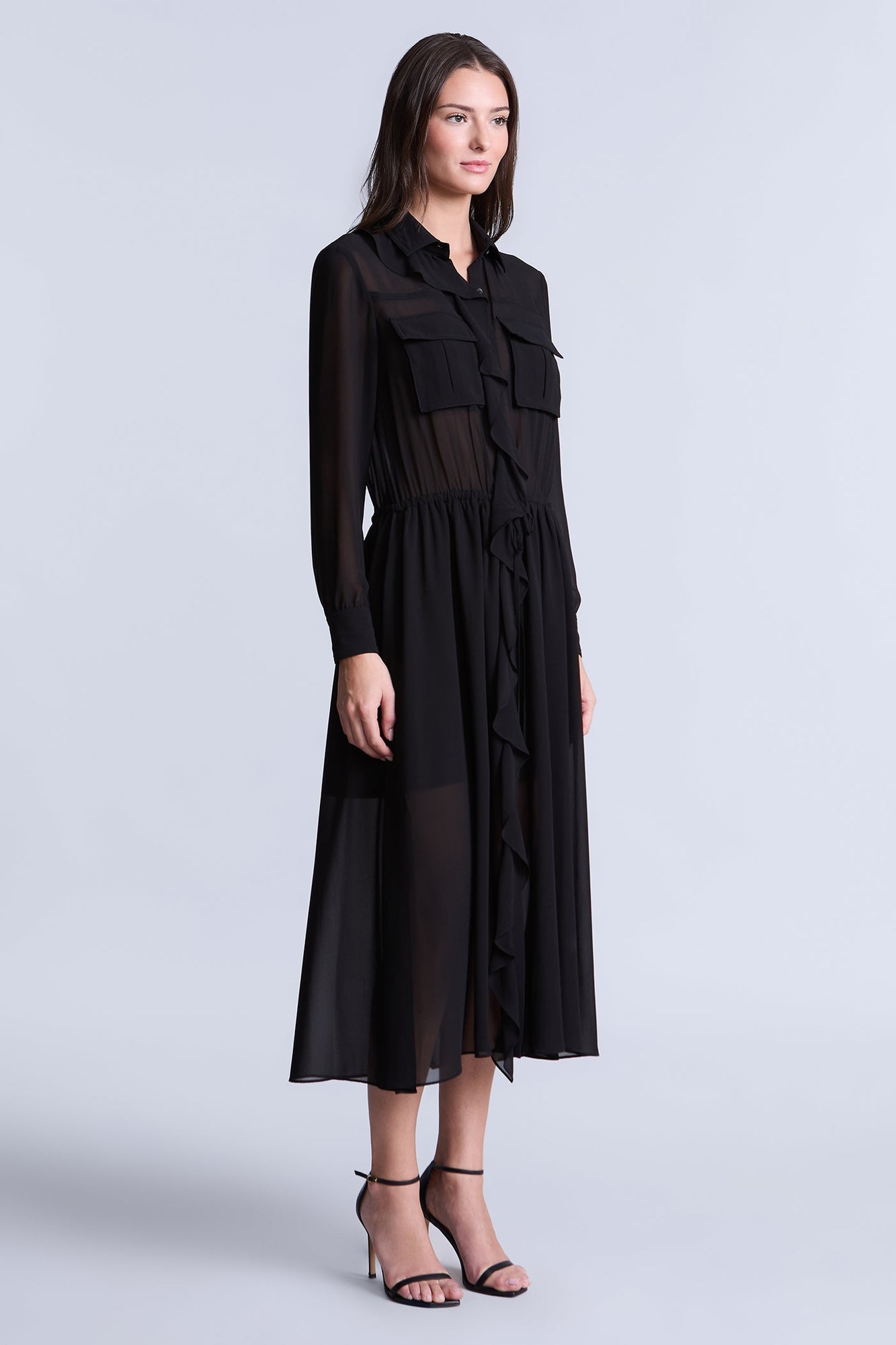 Solid Ruffle Dress | Black