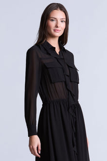 Solid Ruffle Dress | Black