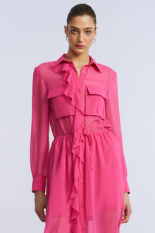 Solid Ruffle Dress | Fuchsia Purple