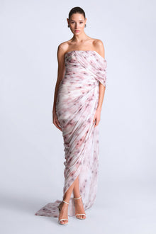 Isabella Printed Gown | Bouquet Print Ash Purple