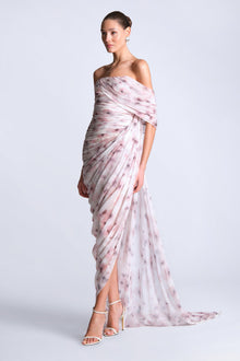 Isabella Printed Gown | Bouquet Print Ash Purple