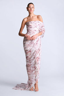 Isabella Printed Gown | Bouquet Print Ash Purple