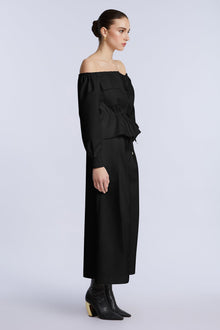 Off Shoulder Drawstring Top | Black