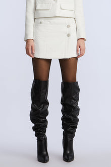 Tweed Wrap Short Skirt | White