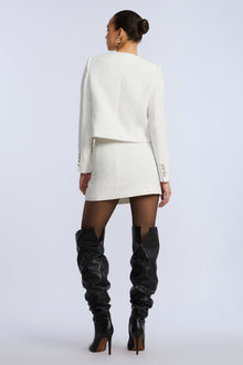 Tweed Wrap Short Skirt | White