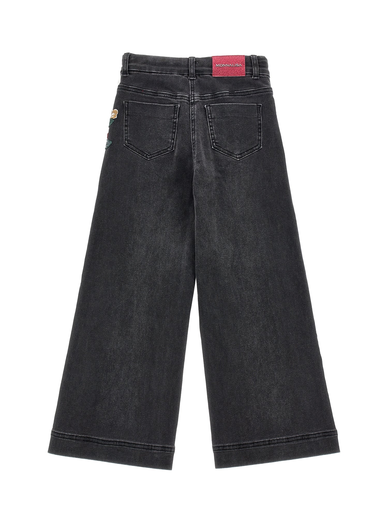 Girls | Embroidered Denim Trousers | Black
