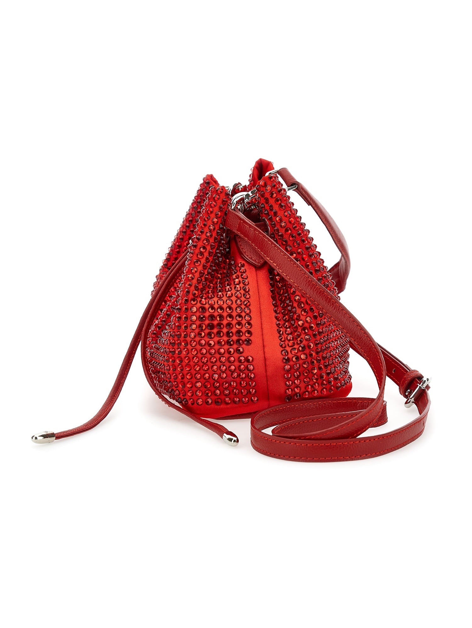 Girls | Rhinestone Bucket Coated Fabric | Red