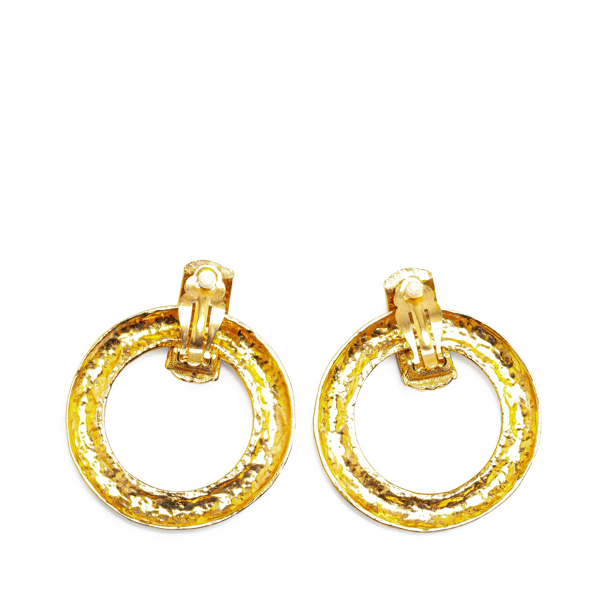 Chanel | Pre-Owned Gold Plated Quilted Circle Drop Clip On Earrings | Gold