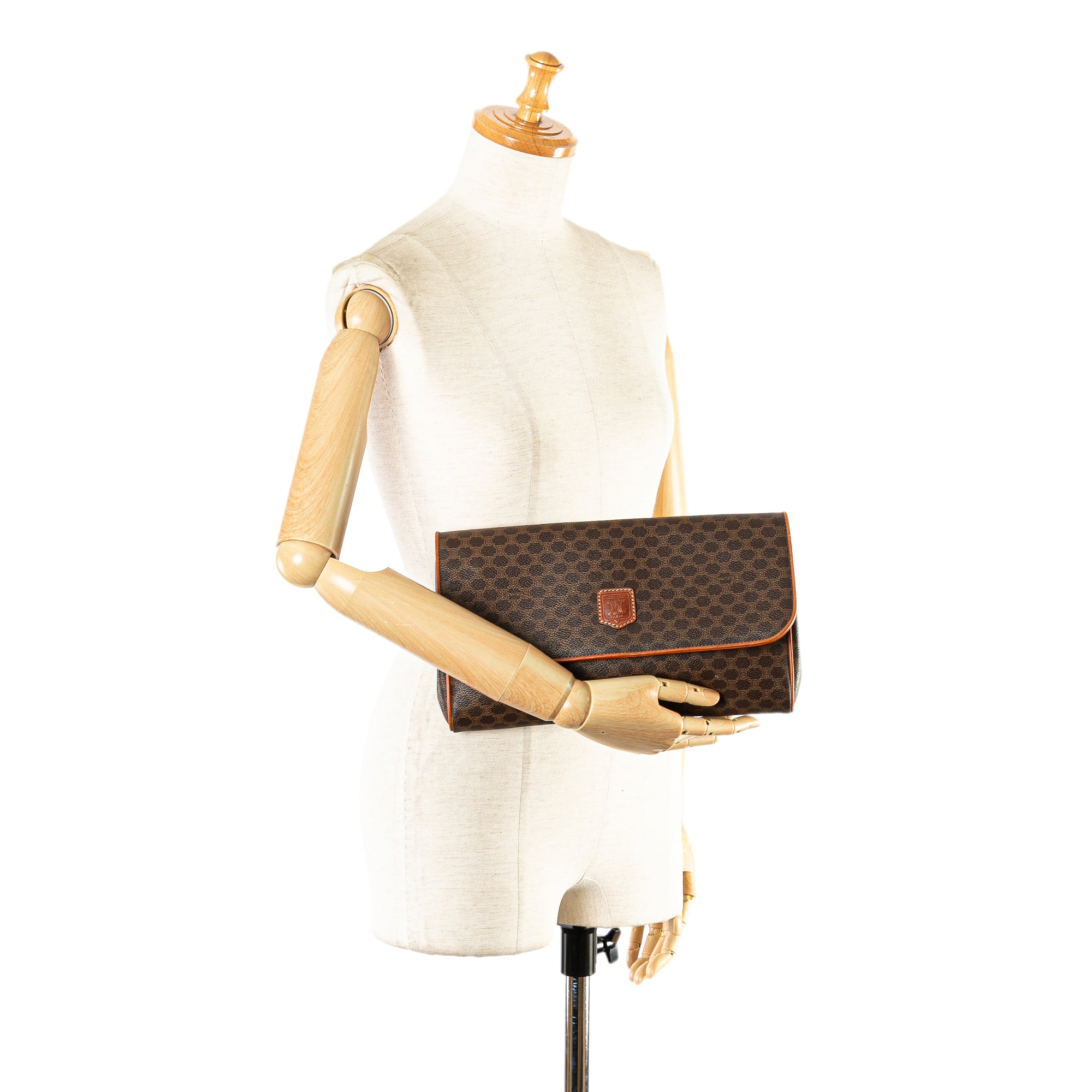 Celine | Pre-Owned Macadam Coated Canvas Clutch | Brown