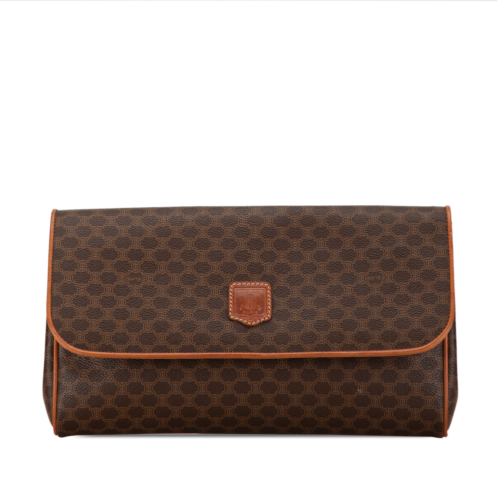 Celine | Pre-Owned Macadam Coated Canvas Clutch | Brown