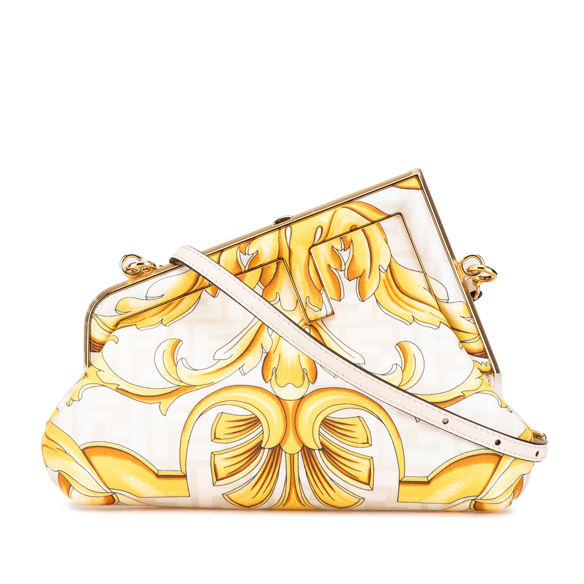 Fendi | Pre-Owned Fendace Fendi First Coated Canvas FF Baroque Print Crossbody | Yellow