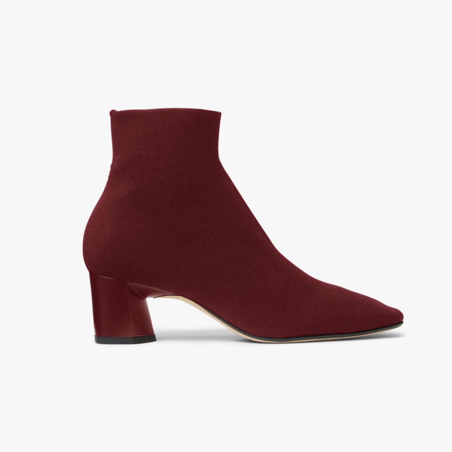 Side packshot image of the Zelda Boot—3D Knit in Burgundy | Exclude