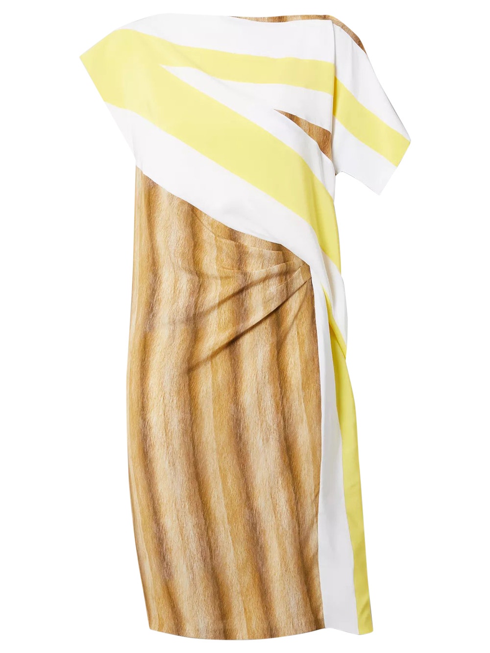 BURBERRY | Flag And Animal Print Silk Asymmetric Dress