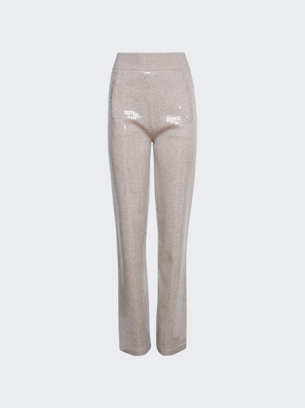 Women | BURBERRY | Sequinned Cashmere Cotton Blend Trousers | Beige Melange