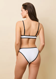 Rachel Ribbed Bikini Bottom Optic White / Noir - Solid & Stripe
