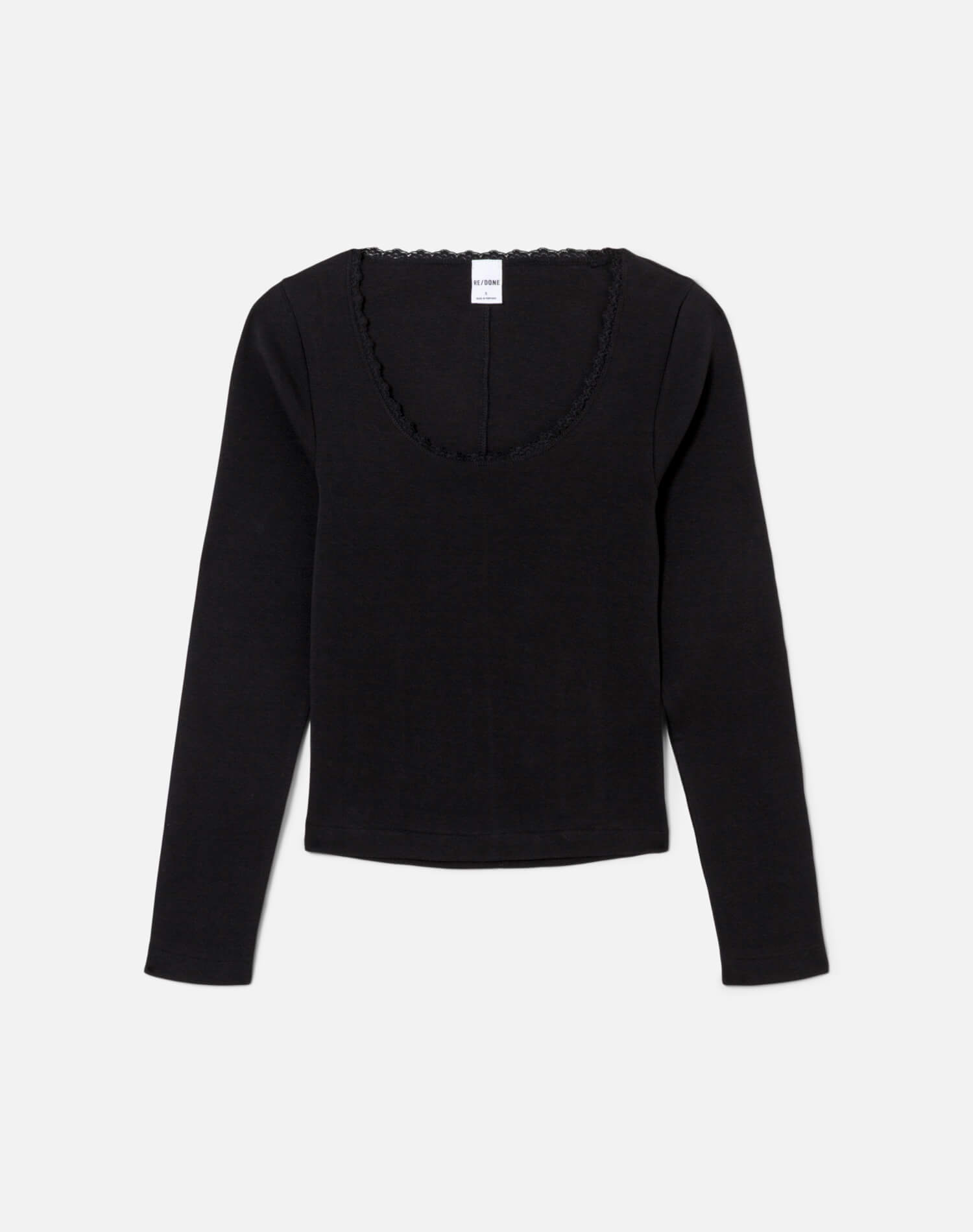 Womens | Lace Scoop Neck Long Sleeve | Black