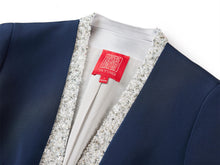 Heavy Silk Front-Closure Jacket | Navy