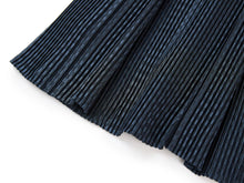 Textured Pleated Midi Skirt | Navy