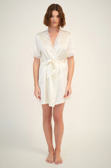 Silk Gown with Lace | Creme