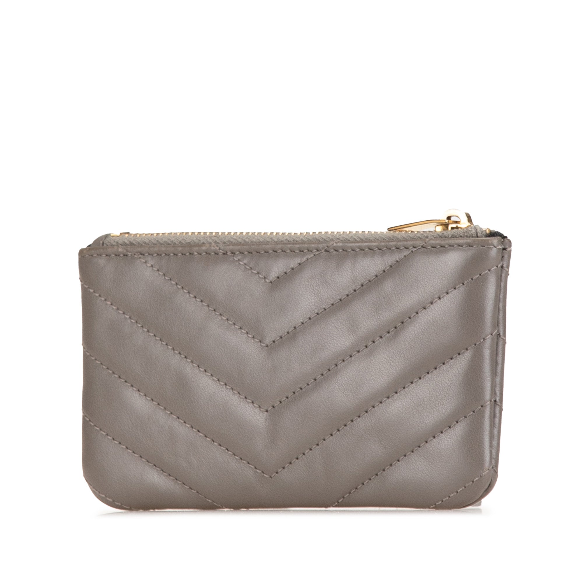 Saint Laurent | Pre-Owned Calfskin Matelasse Monogram Coin Pouch | Black
