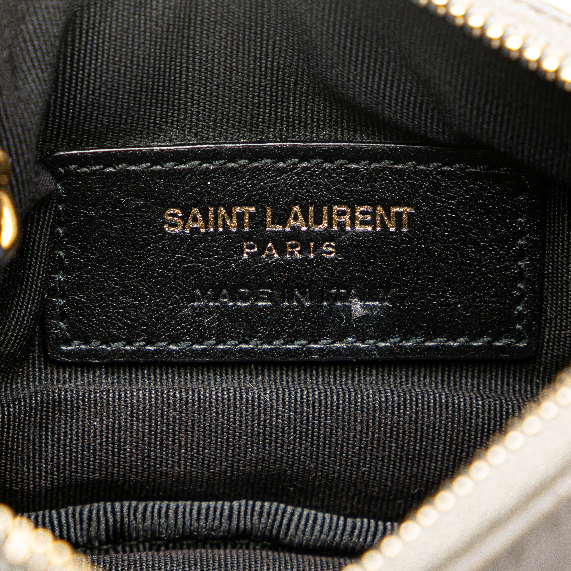 Saint Laurent | Pre-Owned Calfskin Matelasse Monogram Coin Pouch | Black