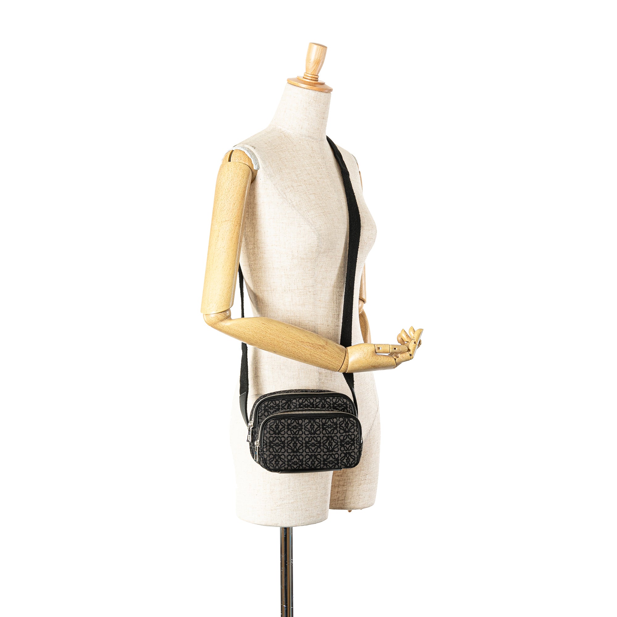 LOEWE | Pre-Owned Mini Anagram Canvas Camera Bag | Black