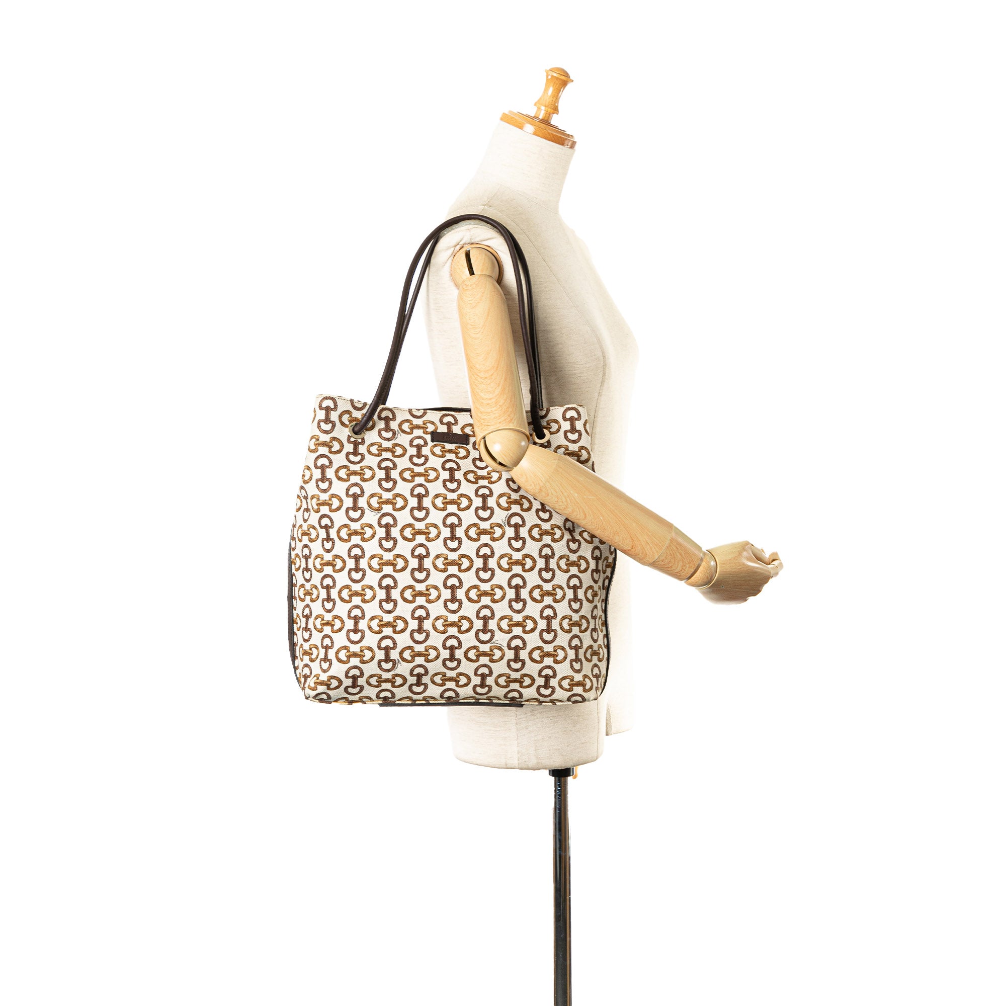 Gucci | Pre-Owned Horsebit Canvas Gifford Tote | White
