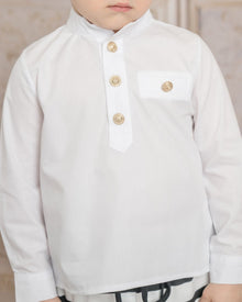 Charlie White Mandarin Collar Shirt | White