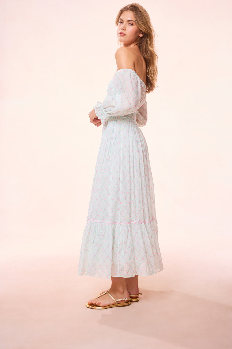 Dobrianna Re-Edition Cotton Maxi Dress | Green Leaf