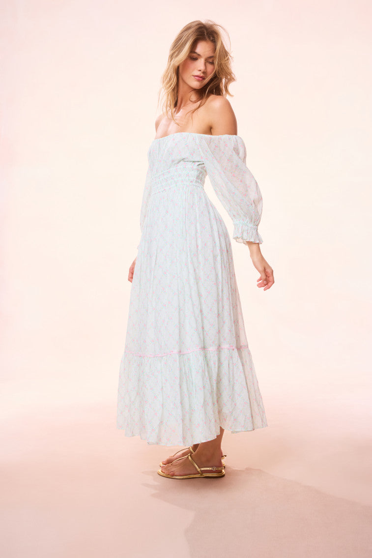 Dobrianna Re-Edition Cotton Maxi Dress | Green Leaf