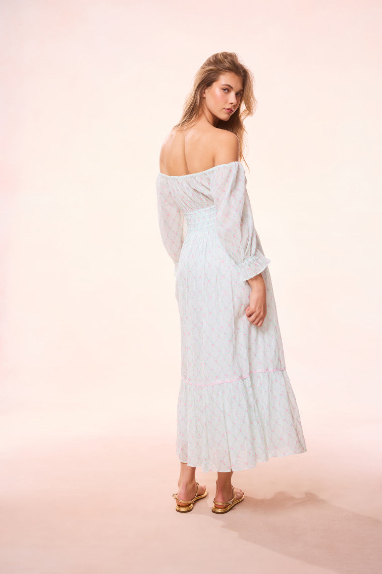 Dobrianna Re-Edition Cotton Maxi Dress | Green Leaf