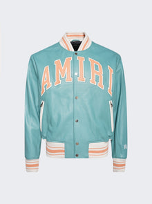 Men | Amiri | Leather Bomber Jacket Sea | Blue