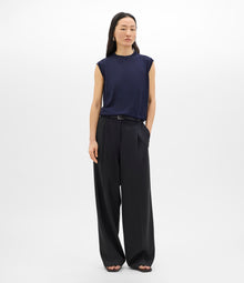 Another Tomorrow Featherweight Shell in Indigo – Wool Women's Top