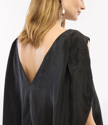 Another Tomorrow Drawstring Top in Black – Lyocell Women's Top