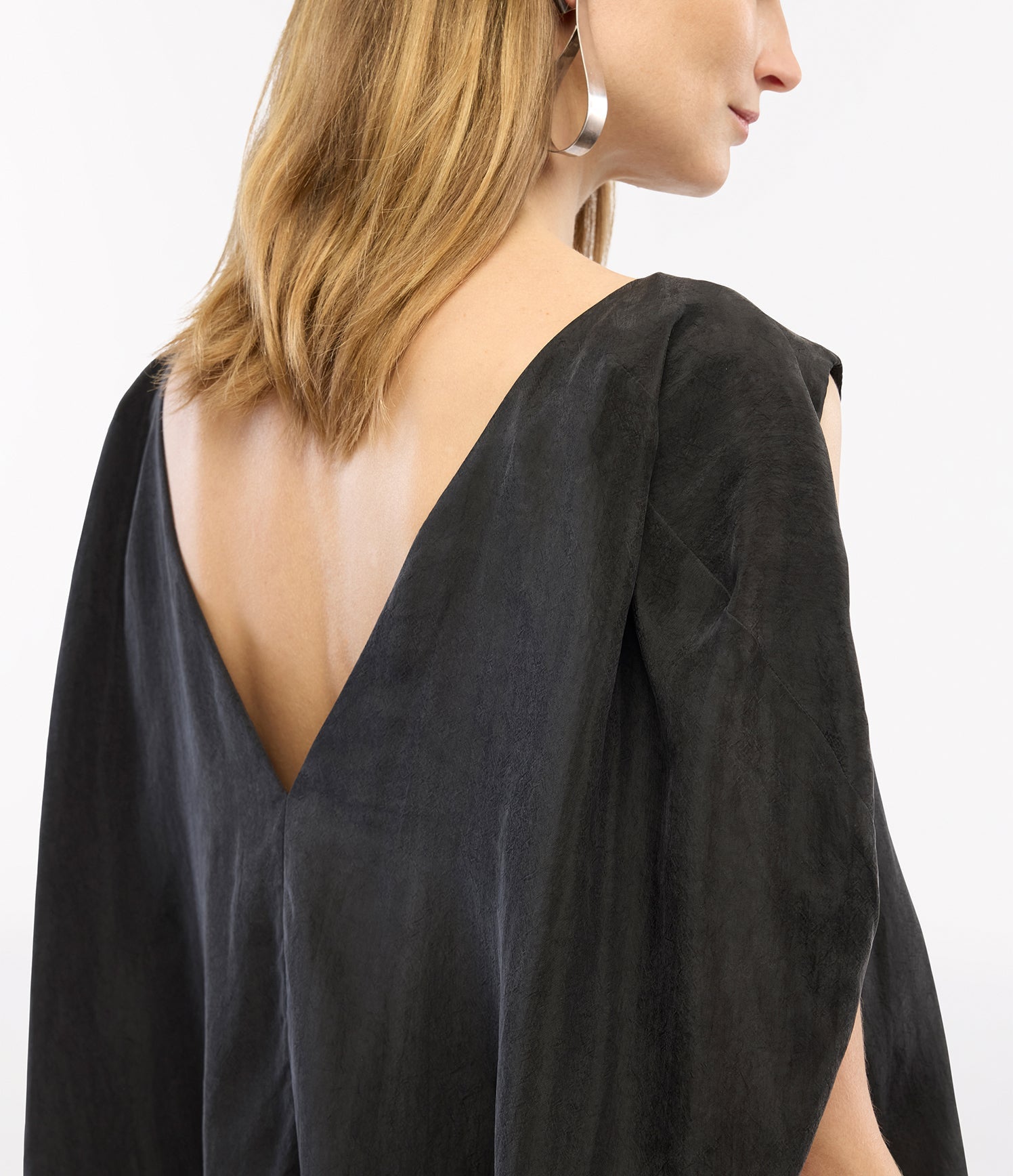 Another Tomorrow Drawstring Top in Black – Lyocell Women's Top
