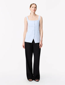 Women | Square Neck Buttoned Top | French Blue