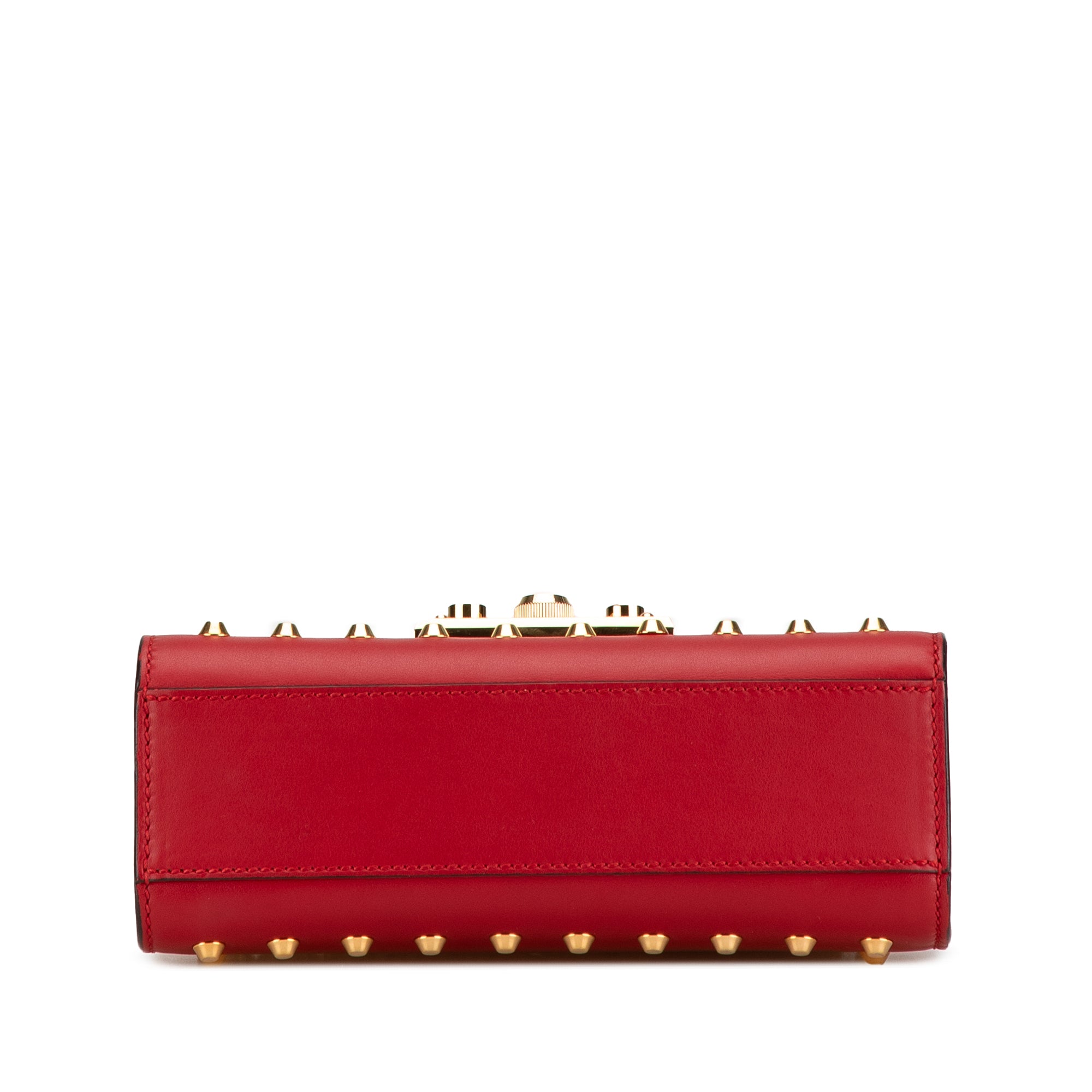 Gucci | Pre-Owned Small Pearl Studded Leather Padlock Crossbody | Red