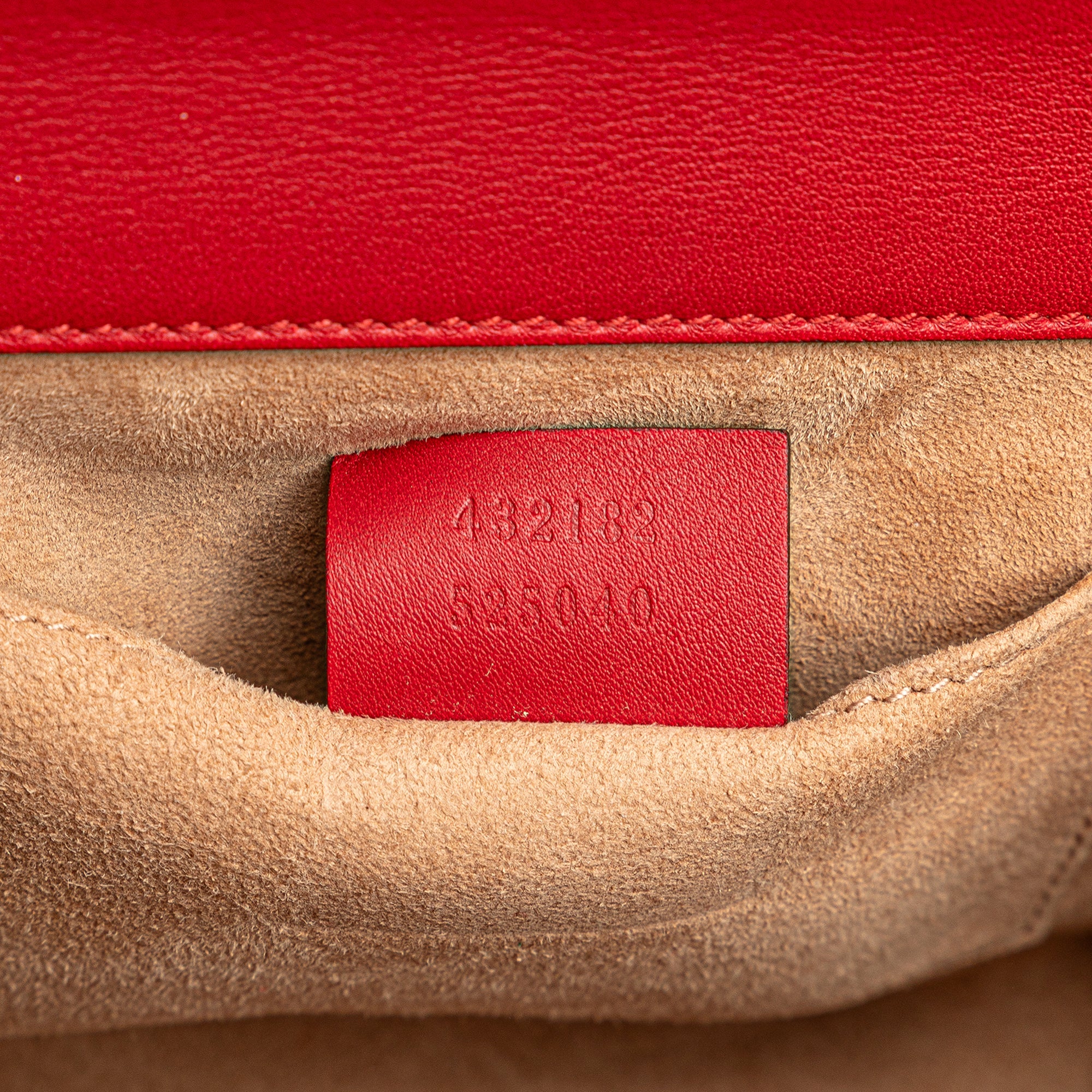 Gucci | Pre-Owned Small Pearl Studded Leather Padlock Crossbody | Red