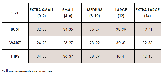 Product size guide