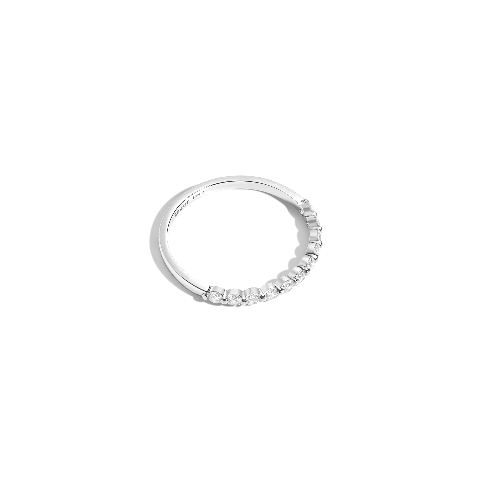 Half-Studded Prong Diamond Gold Band 14K 18K White Gold
