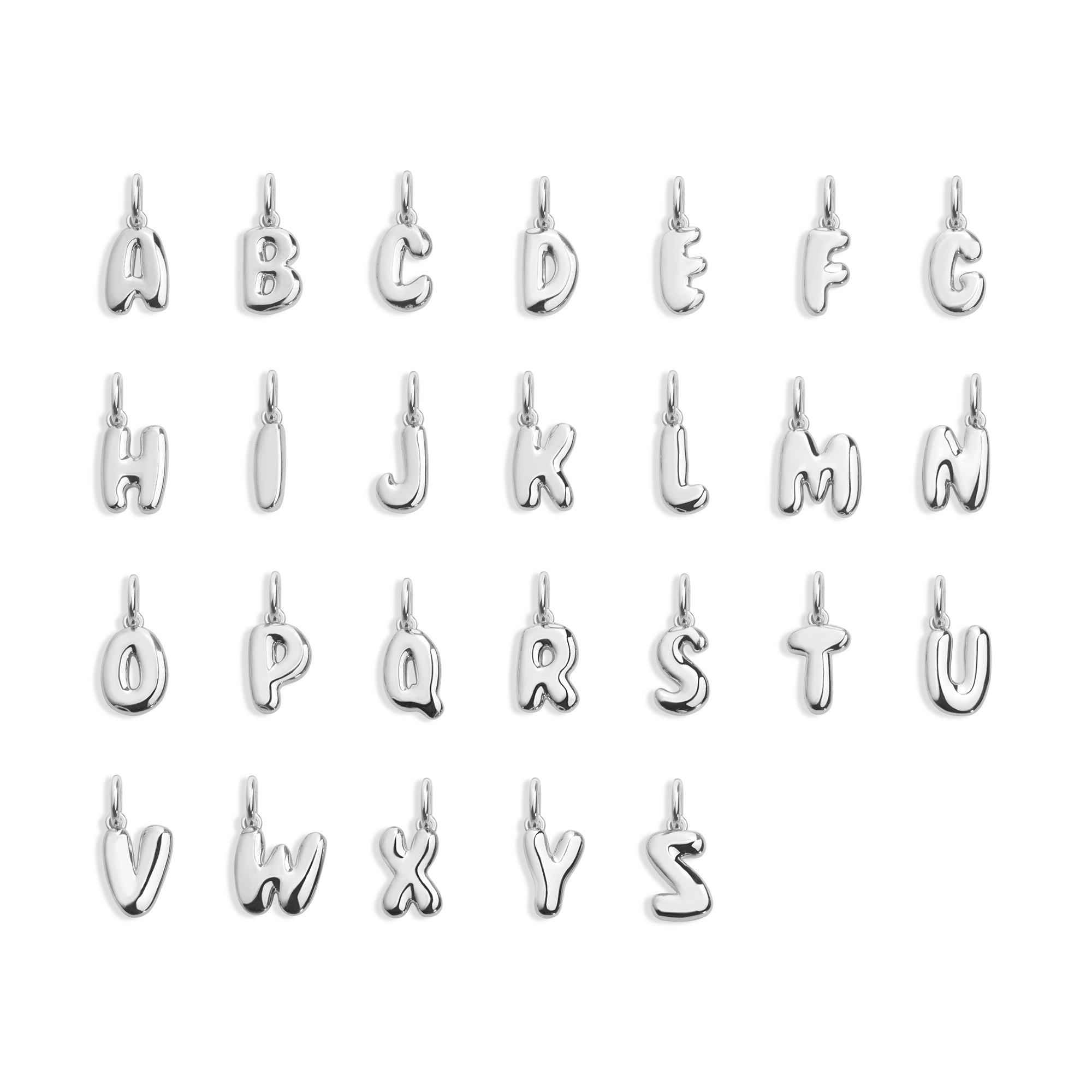 Bold Bubble Letter Pendant Vermeil 14k White Gold C